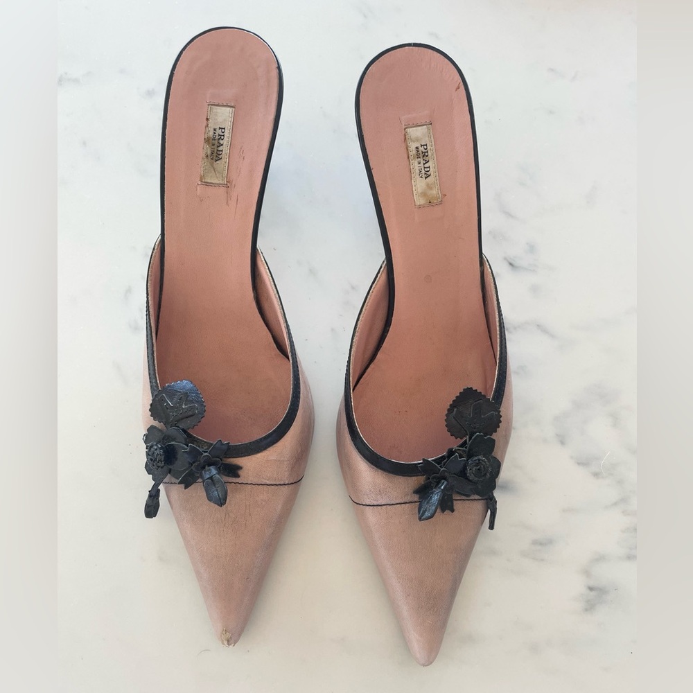 Prada Jardin Nero heels/slides Size 37 1/2